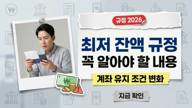 은행 최저 잔액 규정 2026 : 은행 고객이라면 반드시 알아야 할 핵심 내용