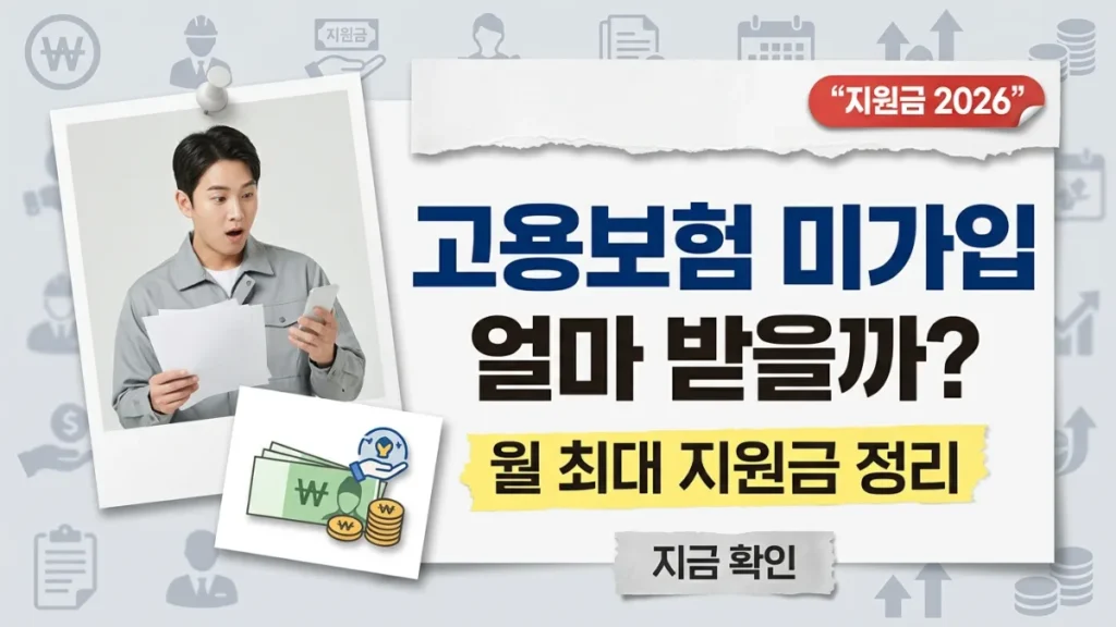 고용보험 미가입 노동자 지원 2026 : 월 최대 지원금 얼마나 받을 수 있나?