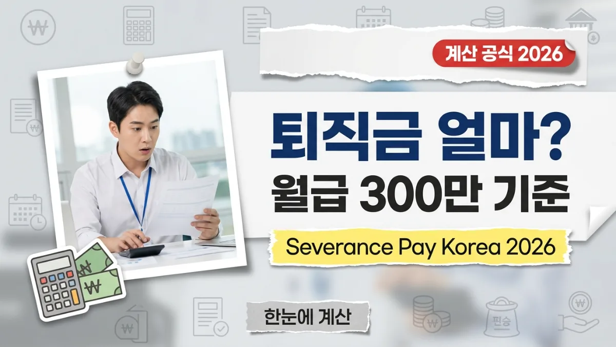 퇴직금 계산 공식 2026 : 월급 300만 원이면 퇴직 시 얼마나 받을 수 있나?